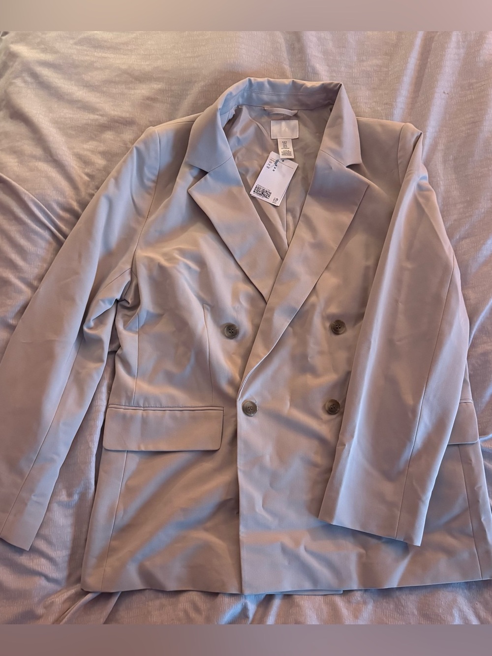 H&M Double-Breasted Blazer in Light Gray